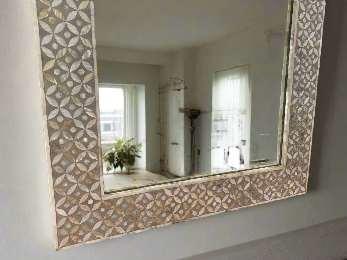Mother of pearl inlay Grey Mirror Frame image 2