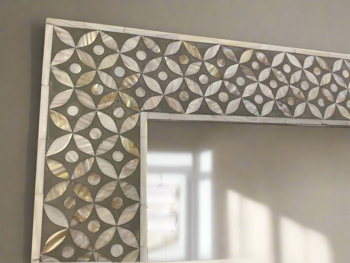 Mother of pearl inlay Grey Mirror Frame image 6