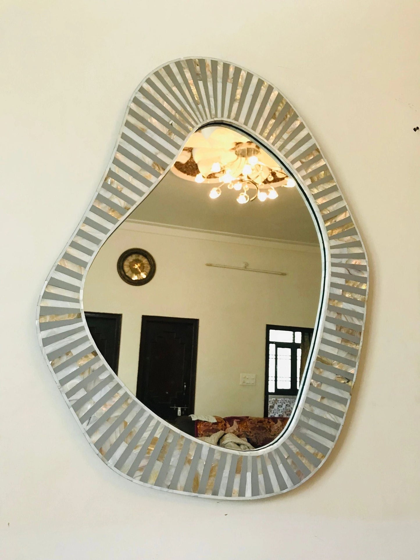 Mother of Pearl inlay wall mirror frame in pattern