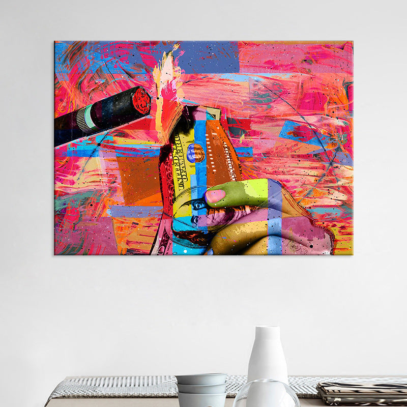 Abstract pink cigarette canvas painting bedroom painting
