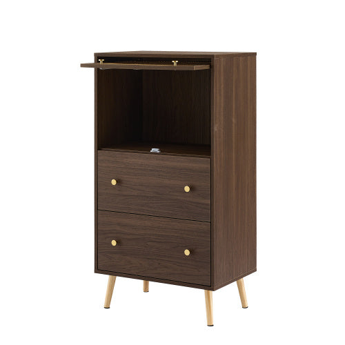 Breathable Rattan Storage Sideboard, 2 Drawer 1 Upward Flip Door Storage Bookcase Cabinet, L 60 XW 40 XH 113 Cm