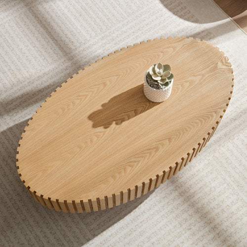 Modern Handmade Ash Wood Drum Coffee Table