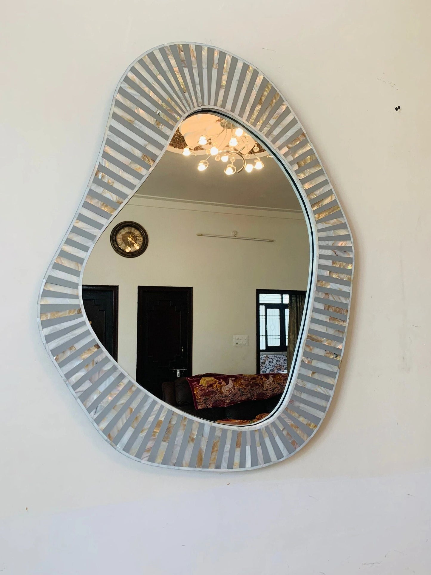 Mother of Pearl inlay wall mirror frame in pattern