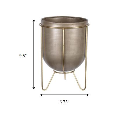 10" Bronze Cylinder Metal Table Vase-6