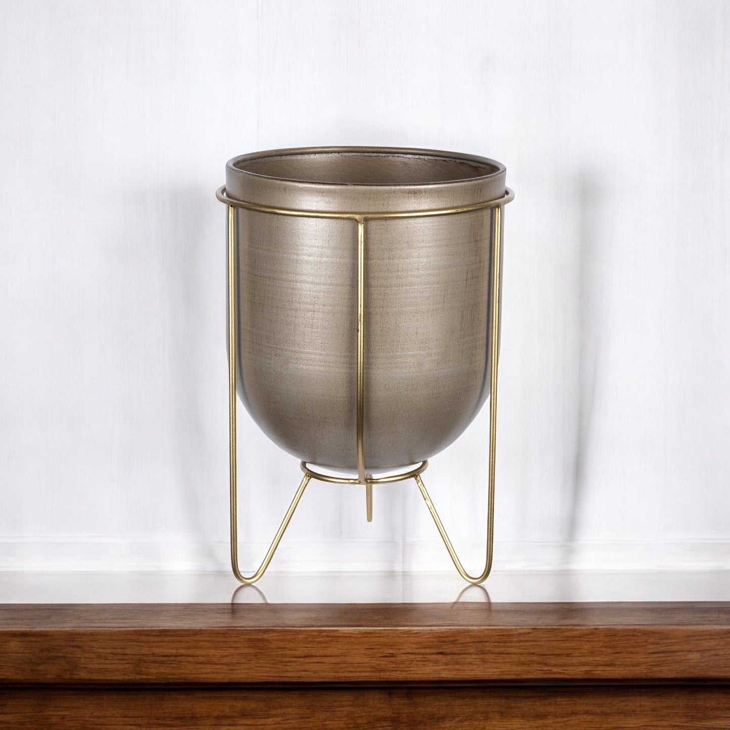 10" Bronze Cylinder Metal Table Vase-0