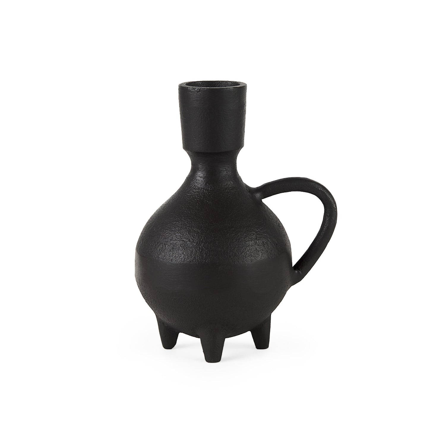 7" Black Ceramic Round Jug Vase-1