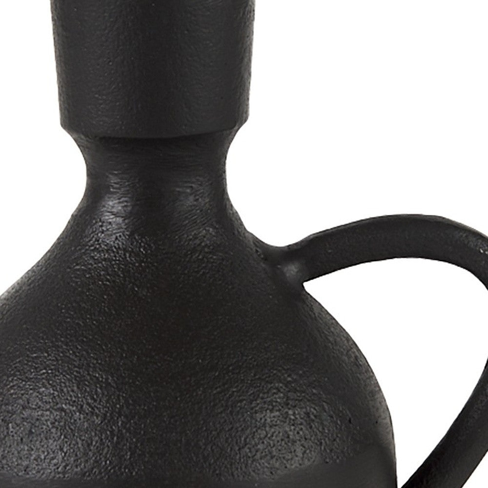 7" Black Ceramic Round Jug Vase-8