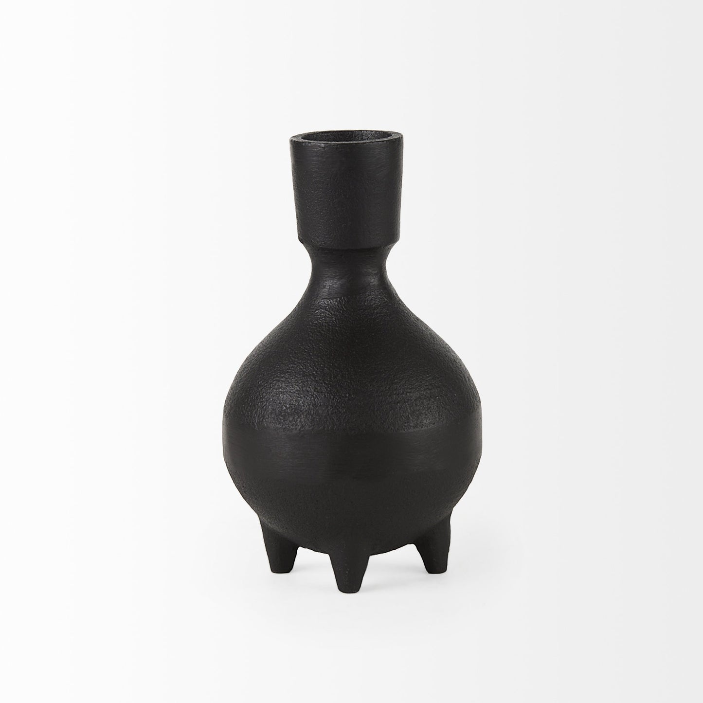 7" Black Ceramic Round Jug Vase-2