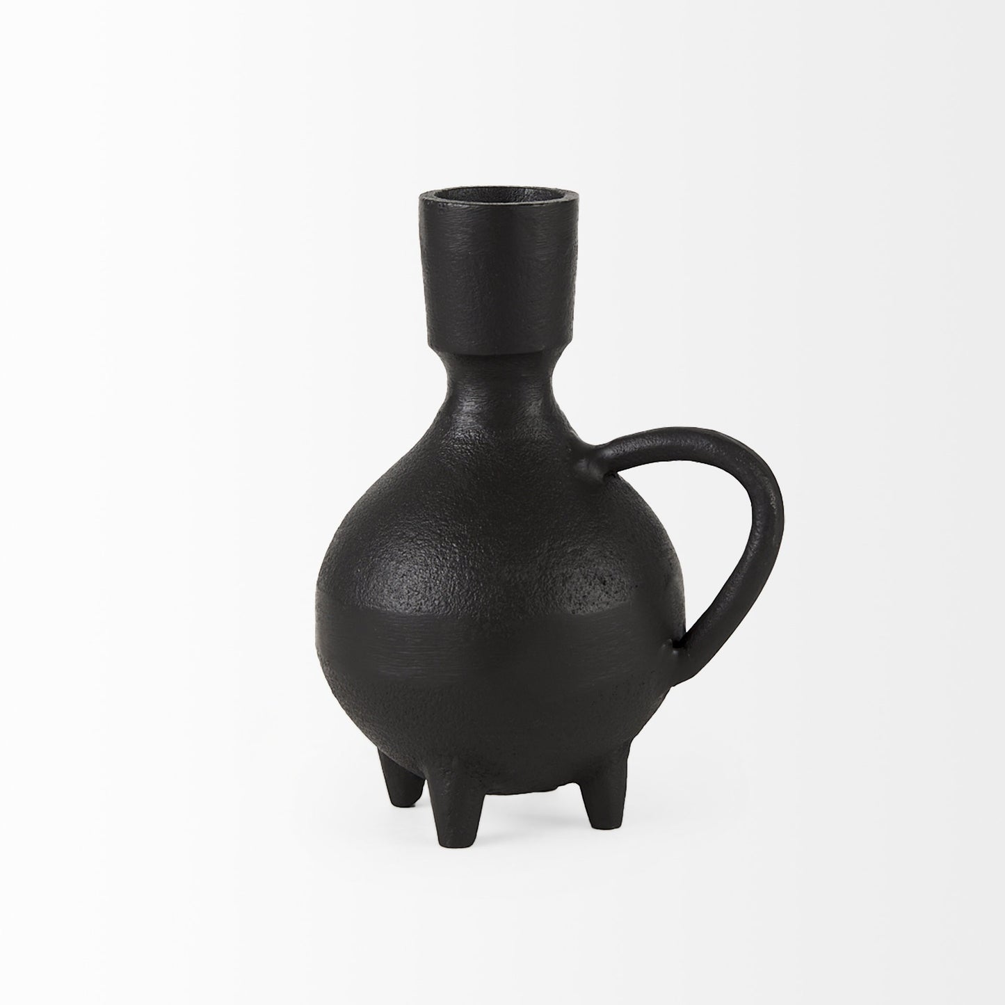 7" Black Ceramic Round Jug Vase-5