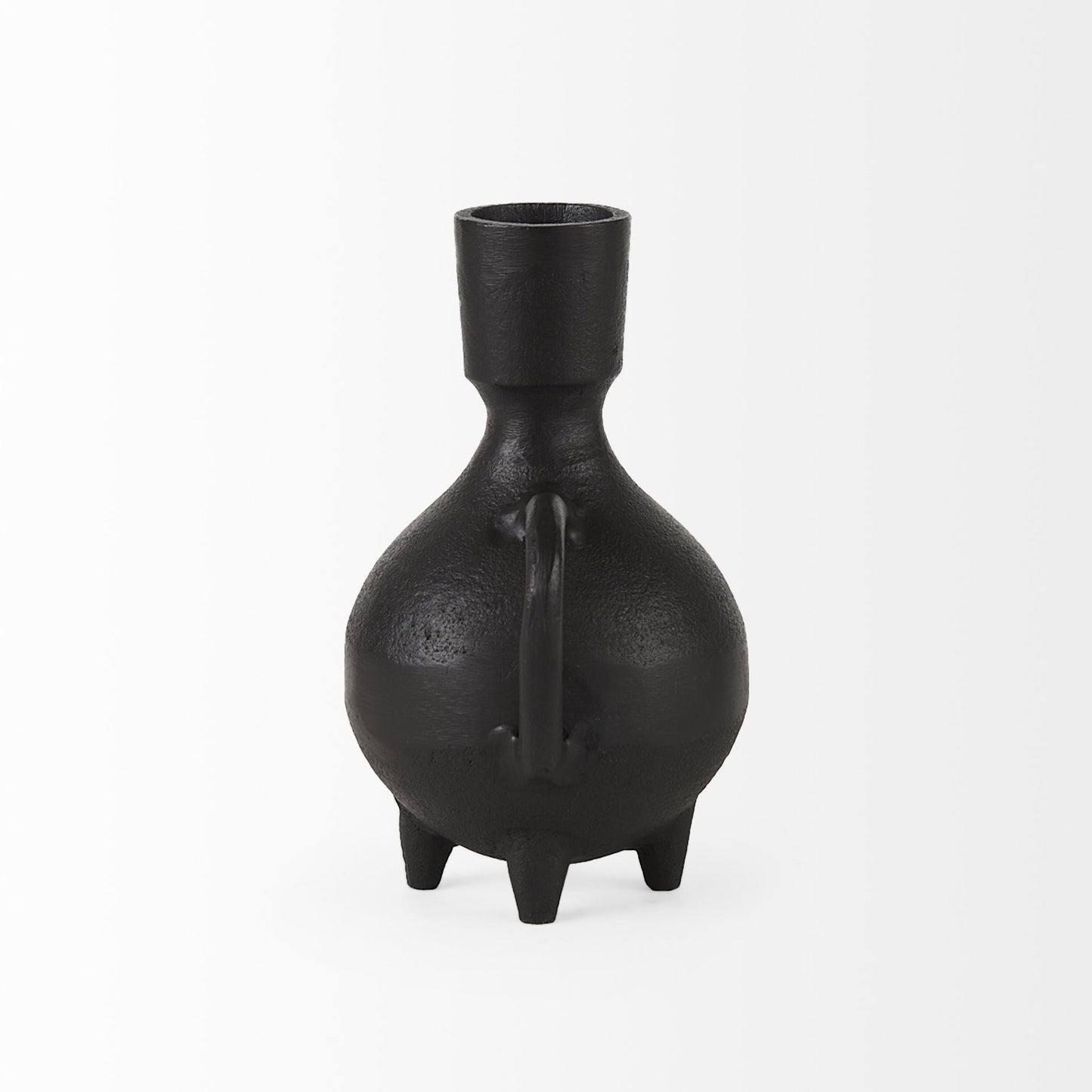 7" Black Ceramic Round Jug Vase-3