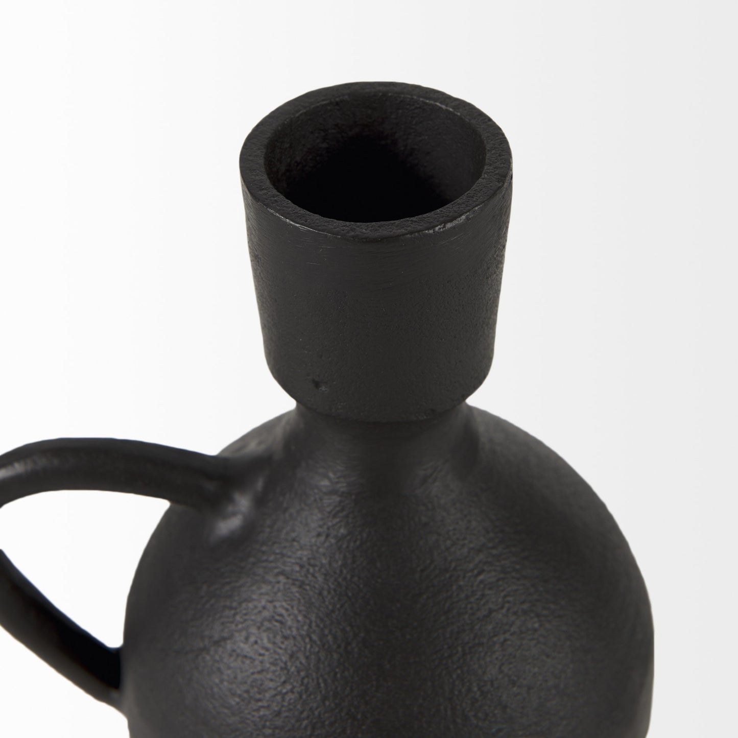 7" Black Ceramic Round Jug Vase-6