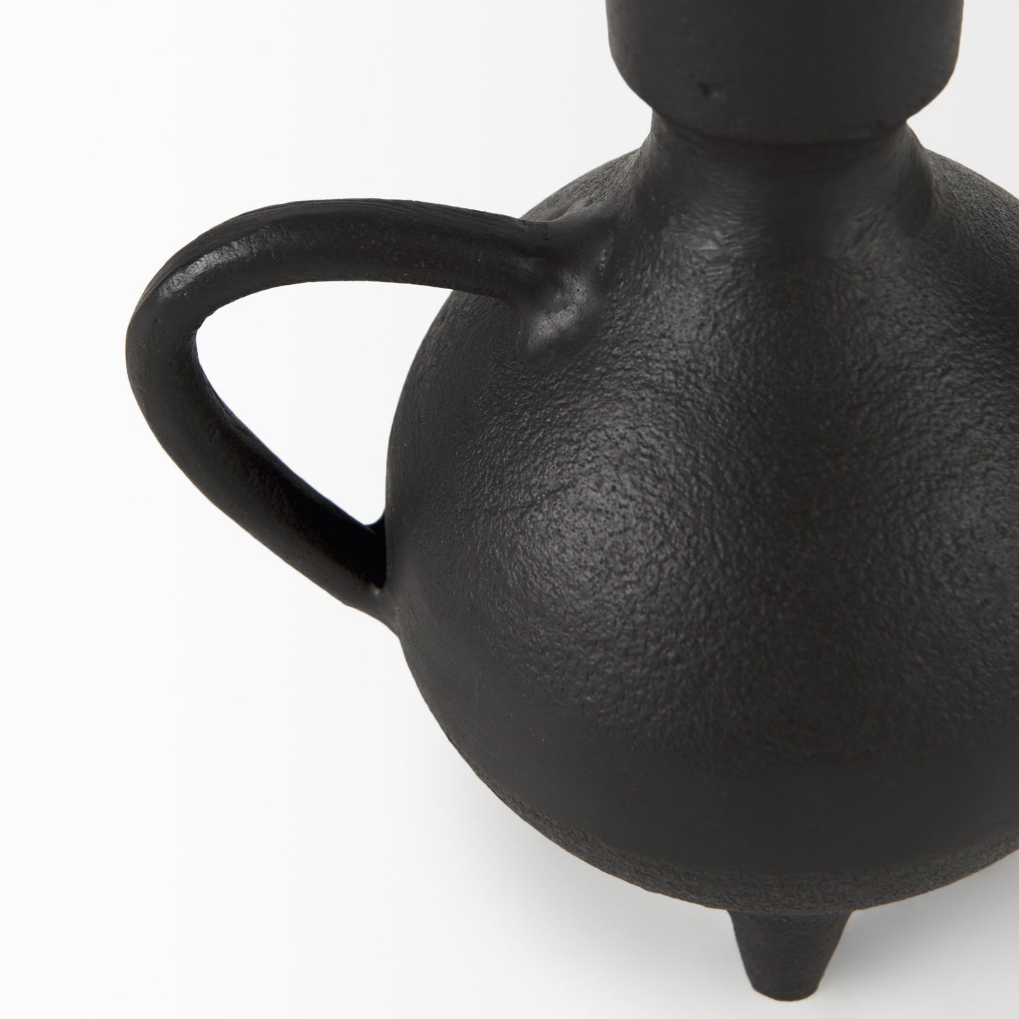 7" Black Ceramic Round Jug Vase-7