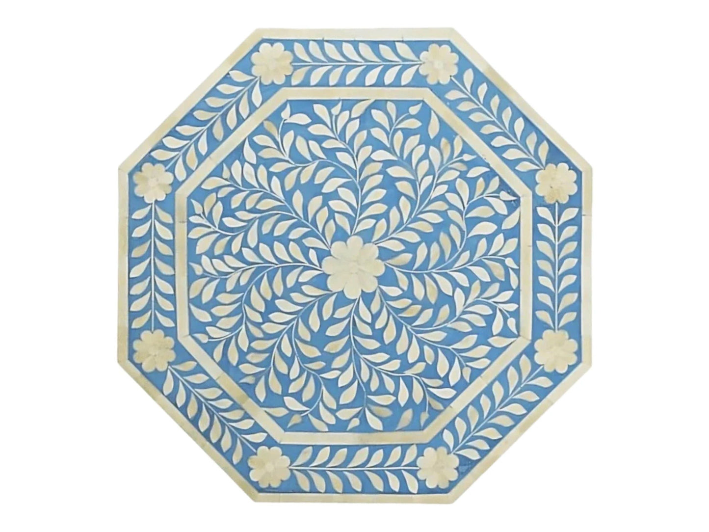 Heritage inlay floral pattern pedestal side table
