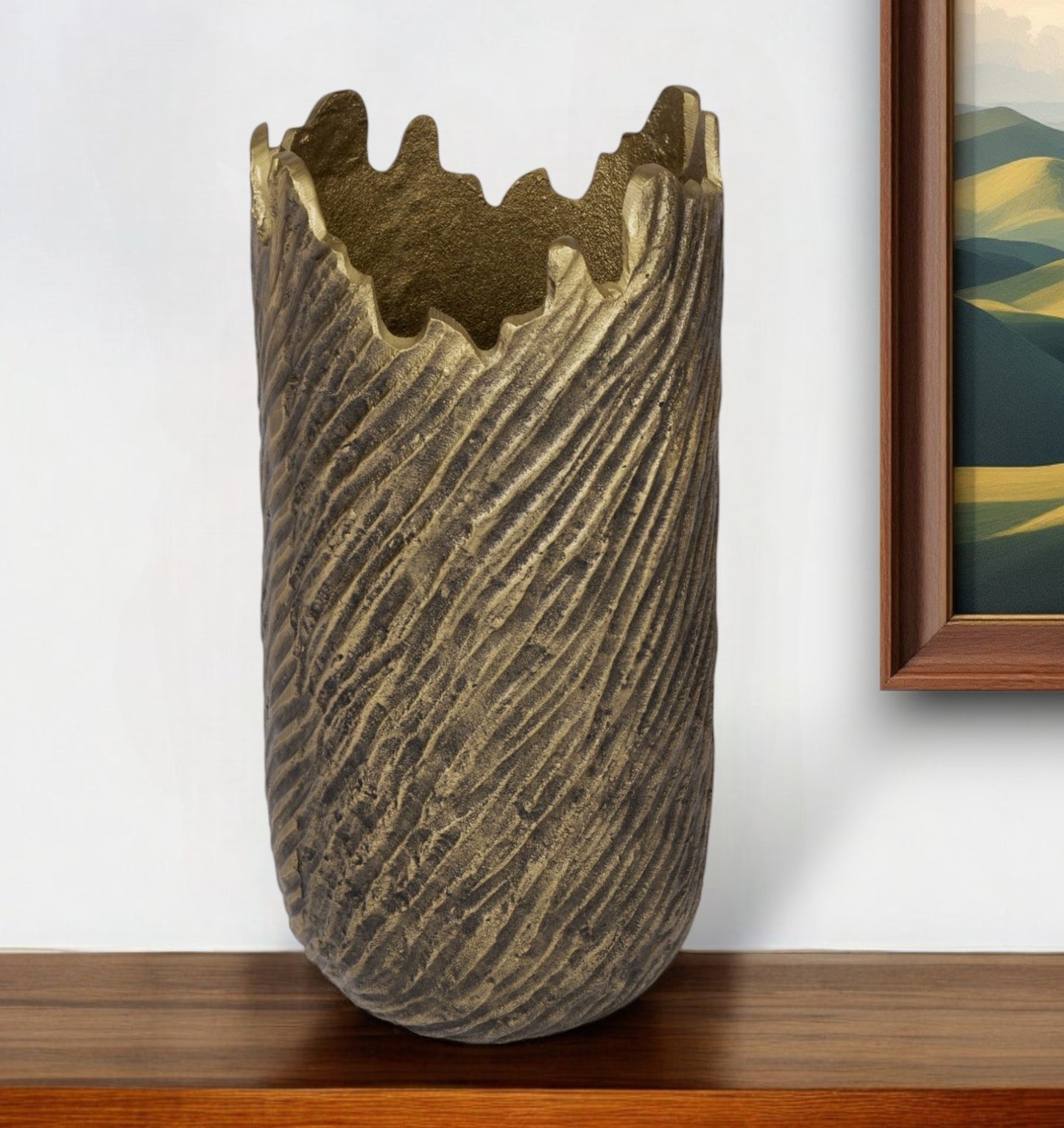 17" Gold Abstract Aluminum Table Vase-0