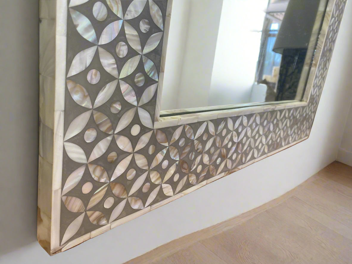 Mother of pearl inlay Grey Mirror Frame image 4