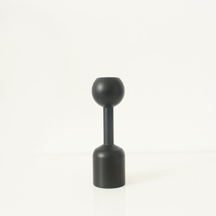 Modern simple black wooden candle holder