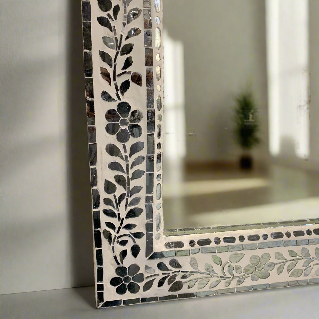 Thikri glass inlay wall mounted mirror frame image 4
