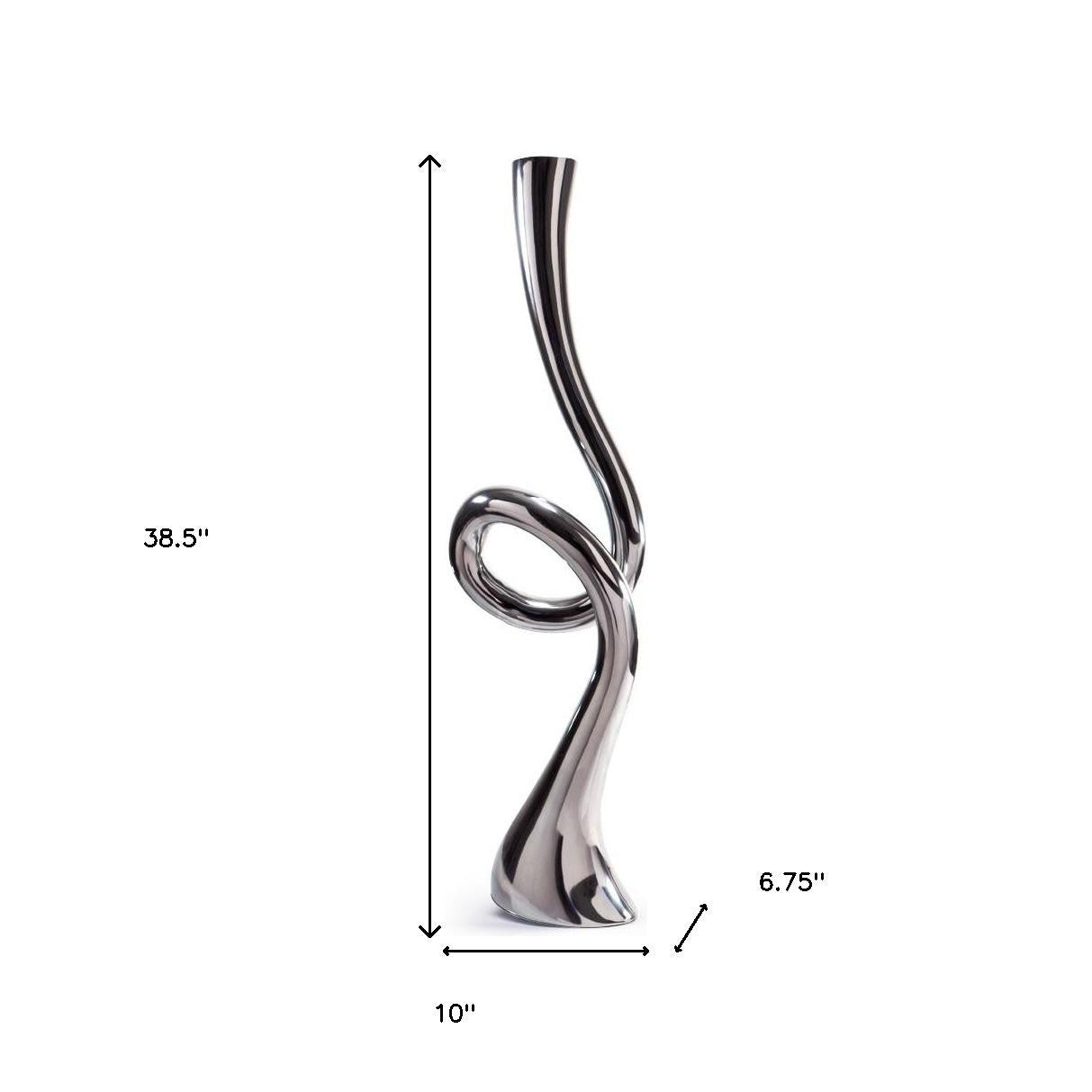39" Silver Trumpet Aluminum Floor Vase-4