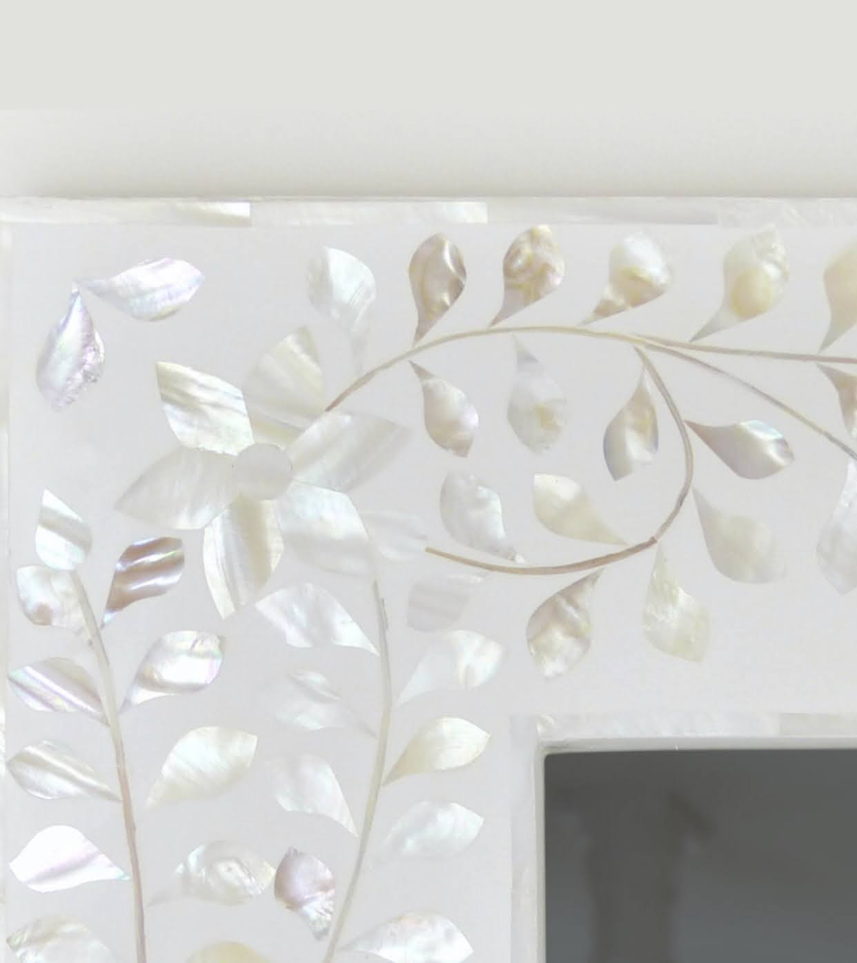 Mother of Pearl inlay White Floor mirror Frame image 3