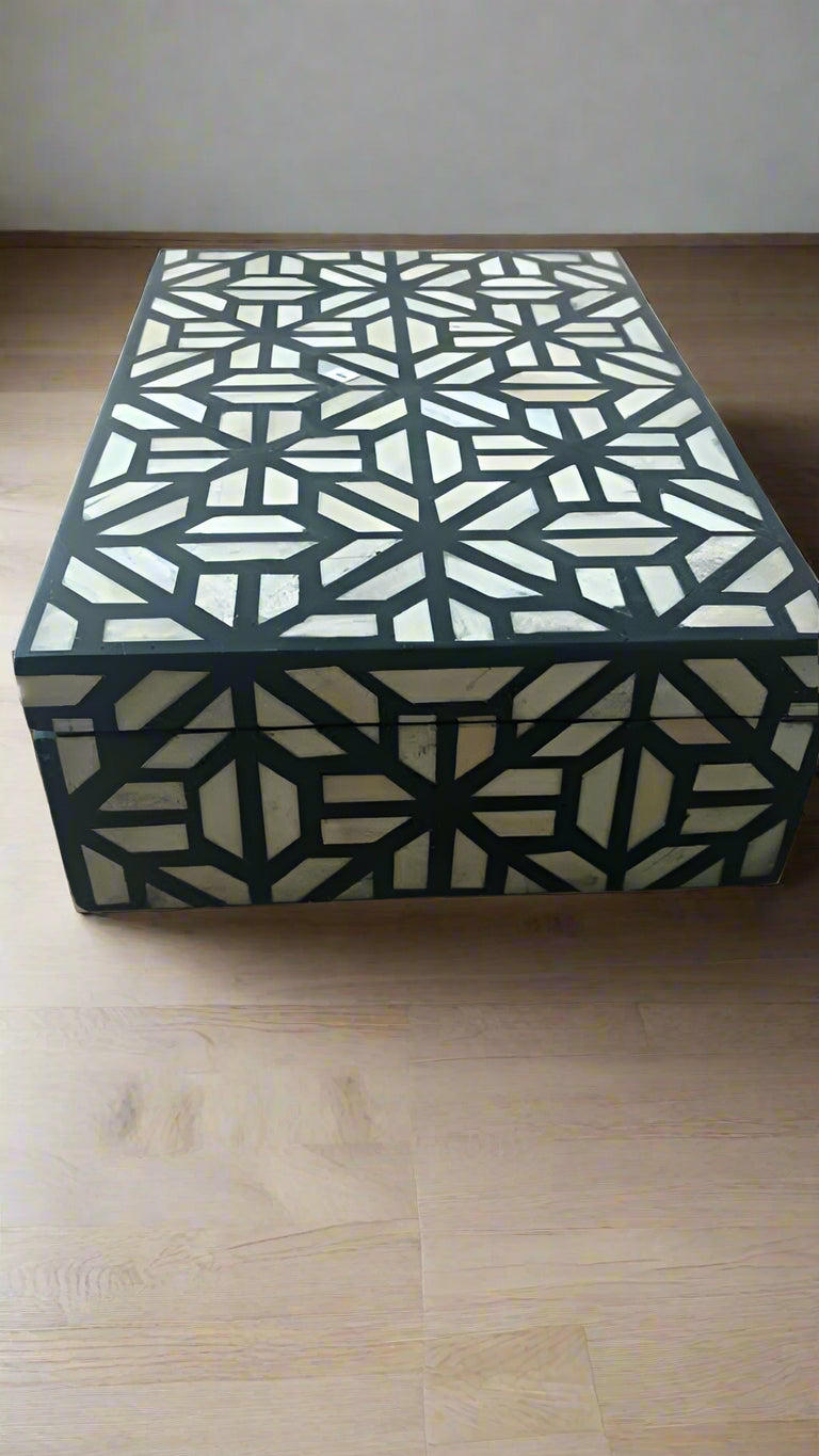 Heritage inlay Moroccan inspired Jewelry Box Black