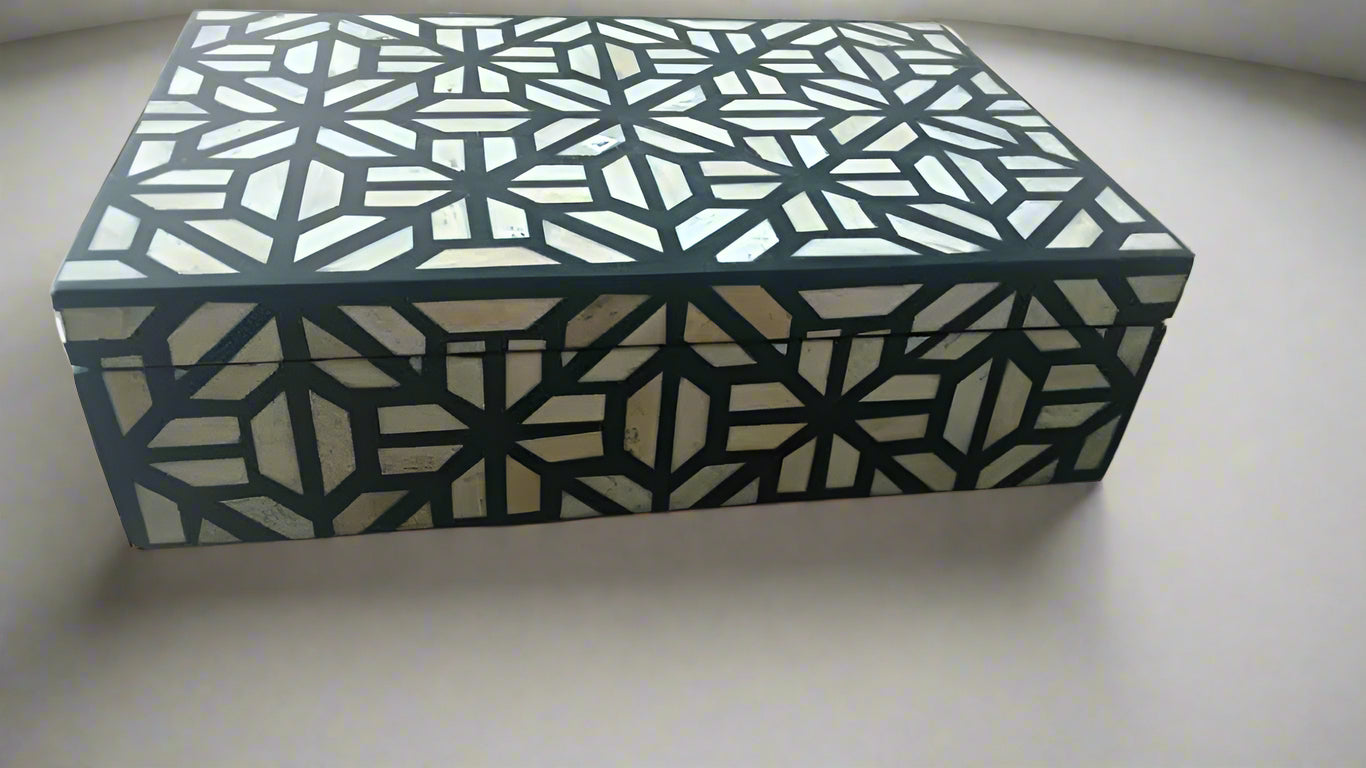 Heritage inlay Moroccan inspired Jewelry Box Black