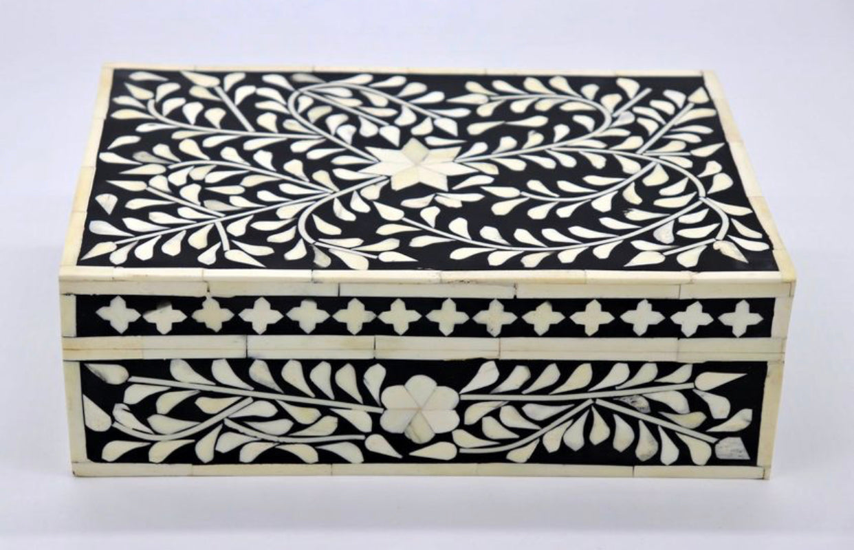 Heritage inlay Jewelry Box Black