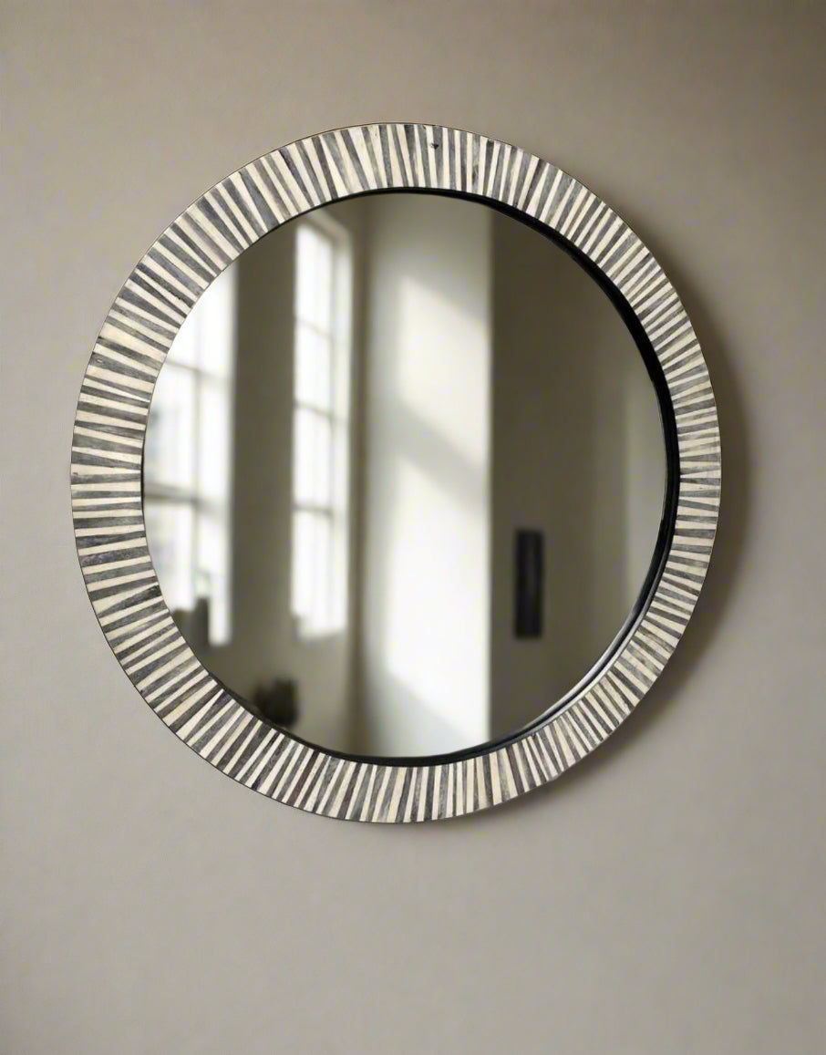 Bone inlay Round wall Mirror Frame image 0