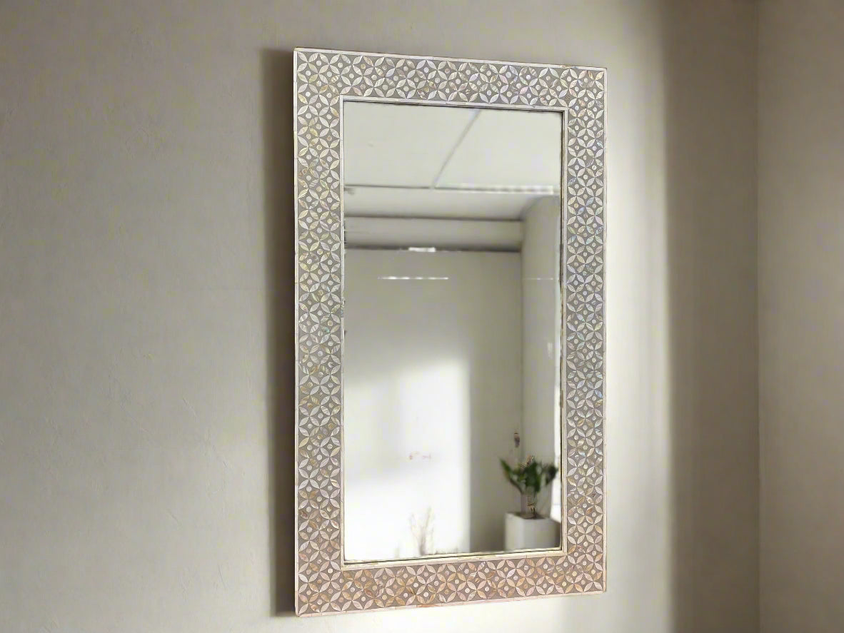 Mother of pearl inlay Grey Mirror Frame image 0