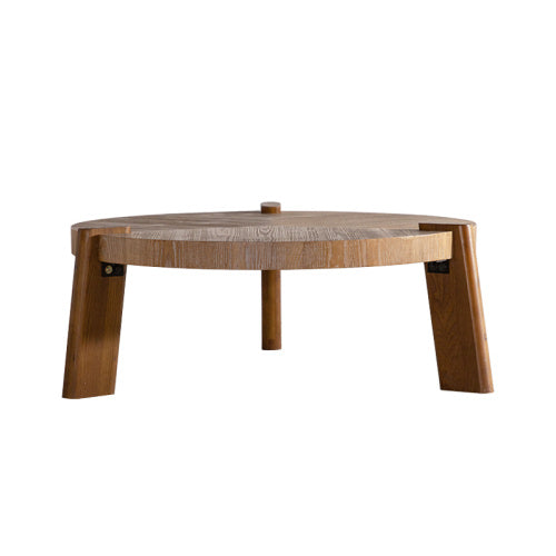 Wood Round Coffee Table Rustic Natural Finish