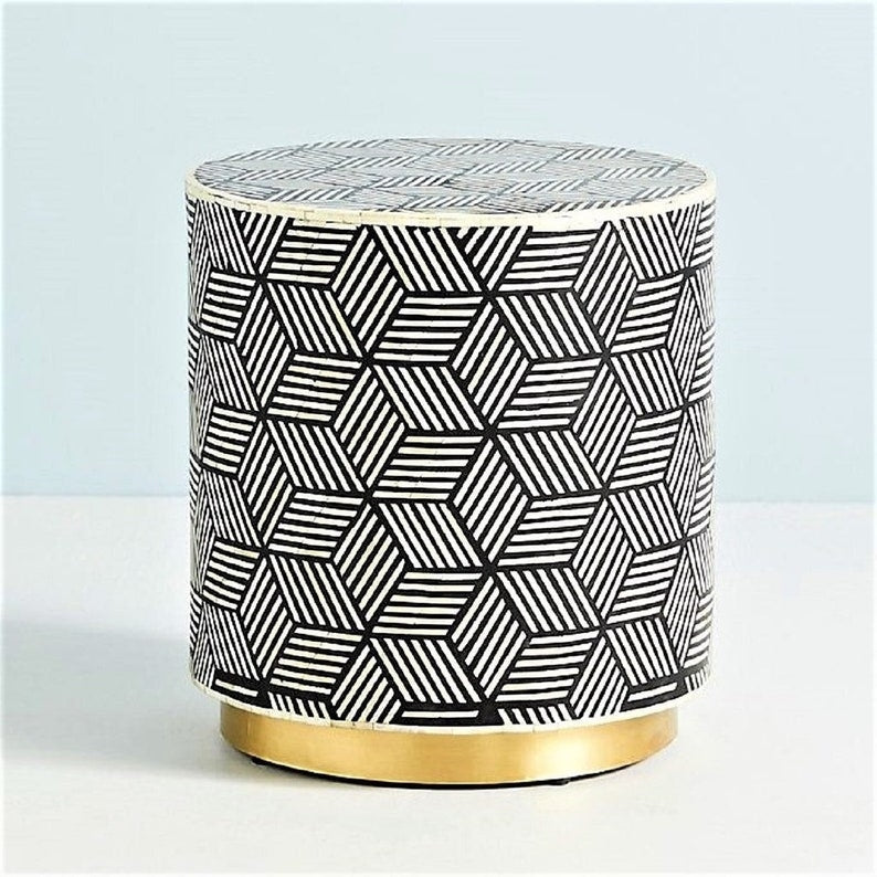 Heritage inlay optical design end table / side table