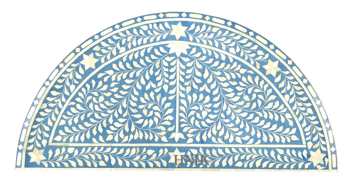 Heritage inlay floral pattern one drawer carved wooden console table