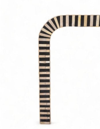 Heritage inlay stripes pattern waterfall wooden console table
