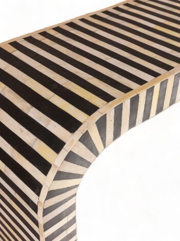 Heritage inlay stripes pattern waterfall wooden console table