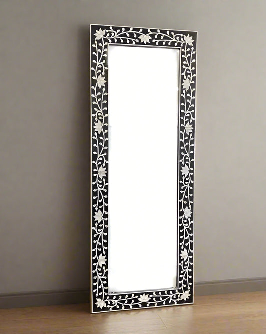 Mother of pearl inlay floor mirror frame image 0