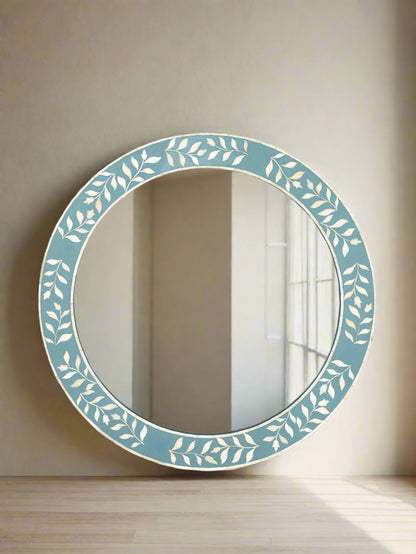 Bone inlay Round wall Mirror Frame