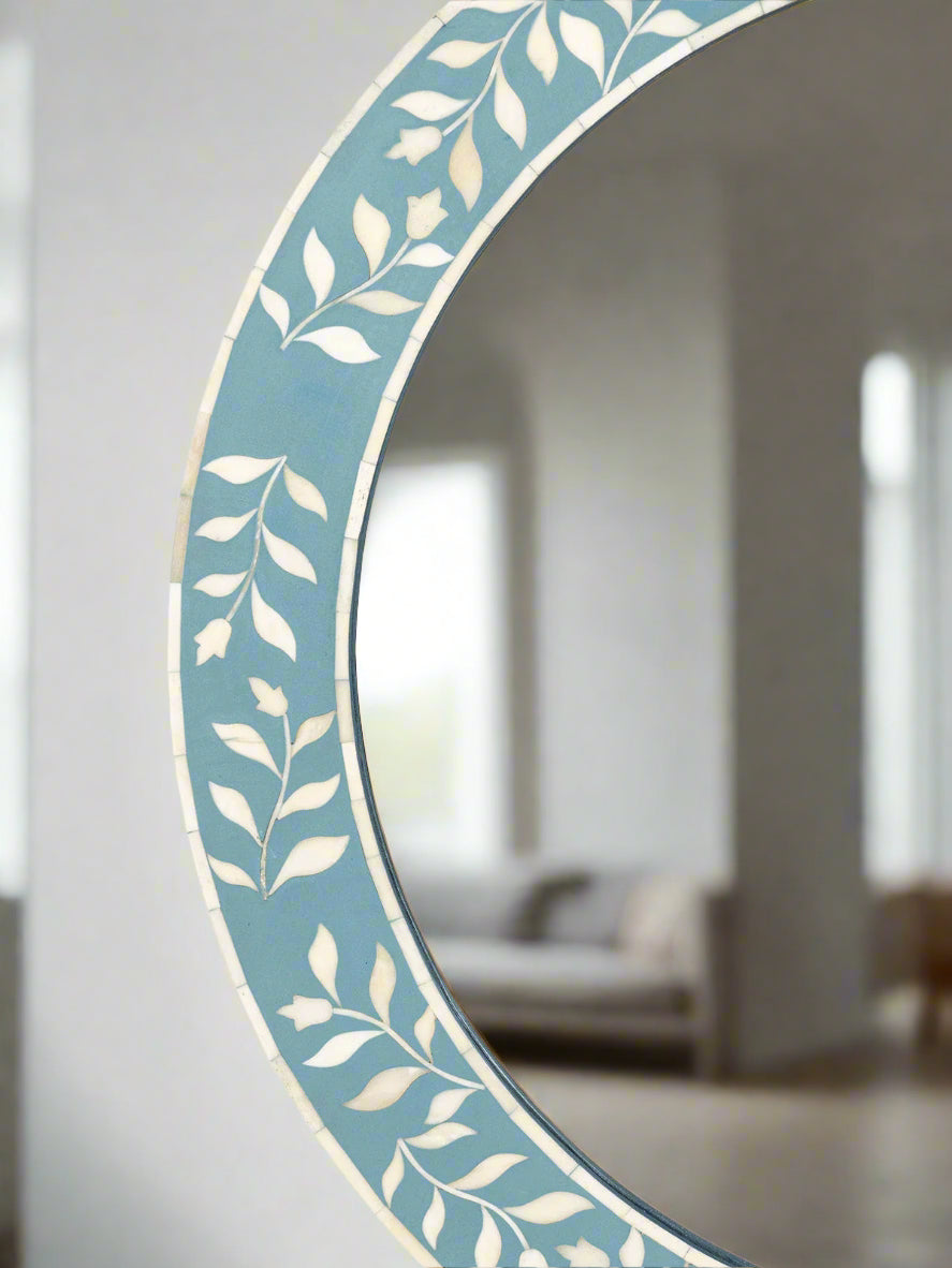 Bone inlay Round wall Mirror Frame