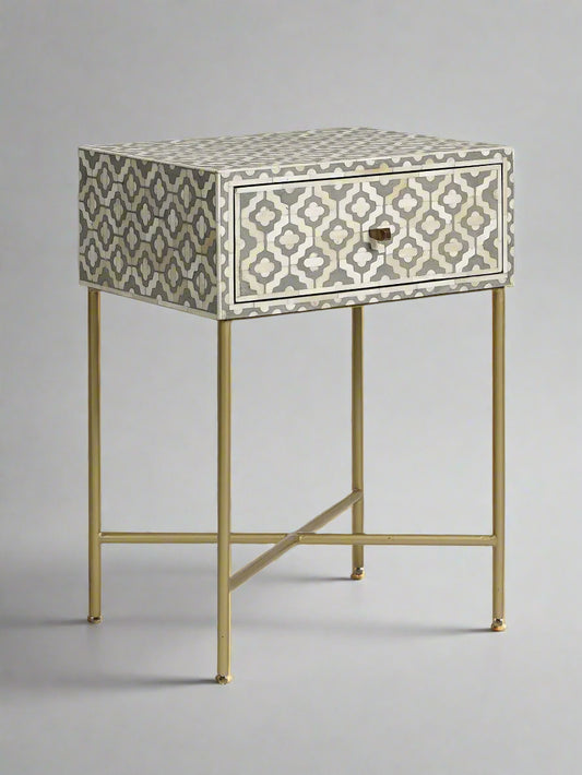 Heritage inlay one drawer bedside / nightstand / side table