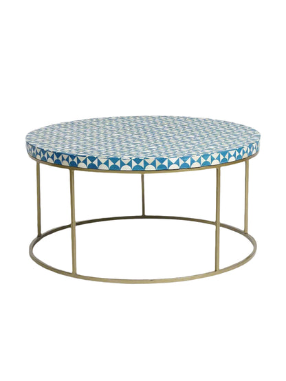 Heritage Inlay Round Center Table – Brass Base