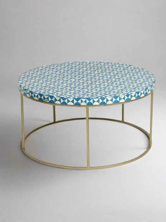 Heritage Inlay Round Center Table – Brass Base