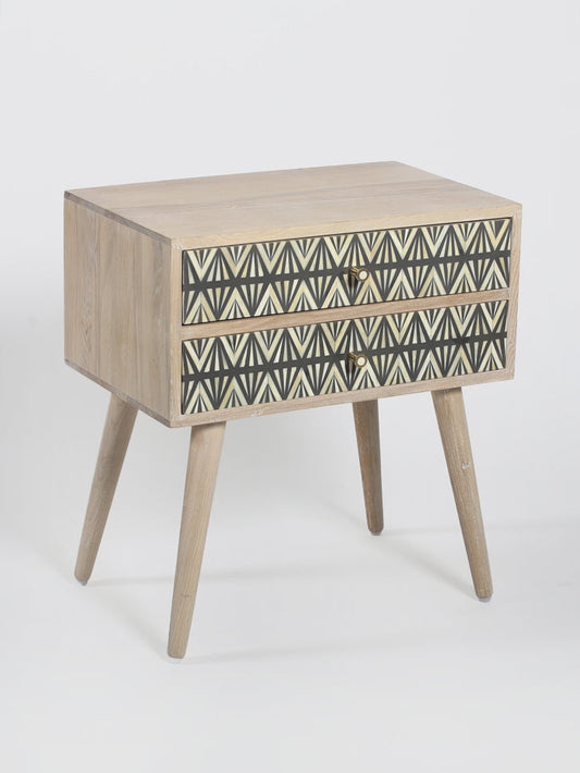 Heritage inlay Two drawer Mangowood bedside / nightstand