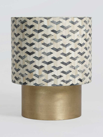 Heritage inlay round End table with brass base