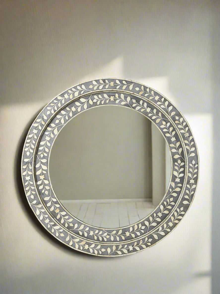 Bone inlay Round wall Mirror Frame