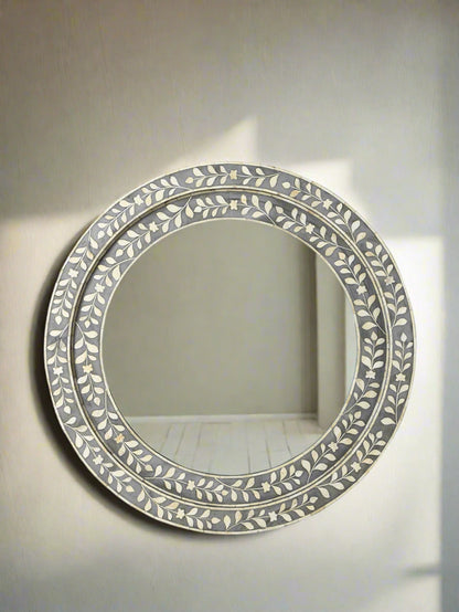 Bone inlay Round wall Mirror Frame