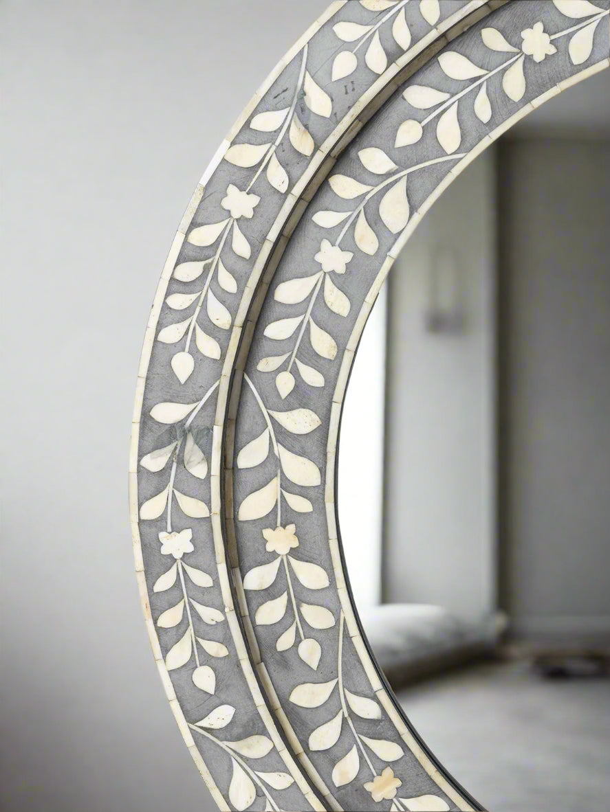 Bone inlay Round wall Mirror Frame