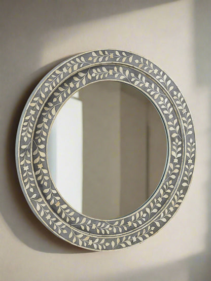 Bone inlay Round wall Mirror Frame