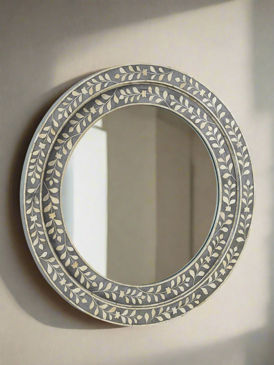 Bone inlay Round wall Mirror Frame