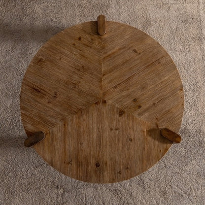 Wood Round Coffee Table Rustic Natural Finish