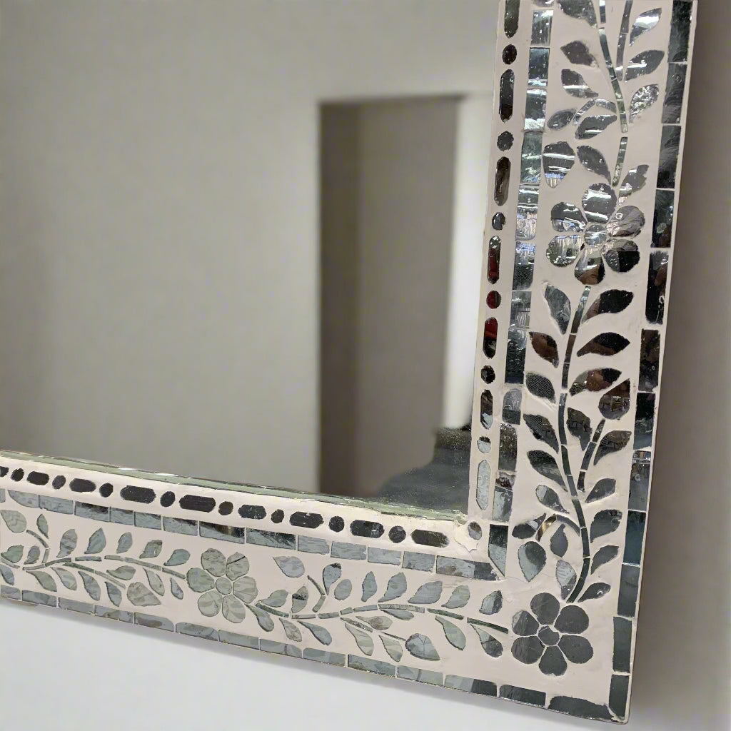 Thikri glass inlay wall mounted mirror frame image 2