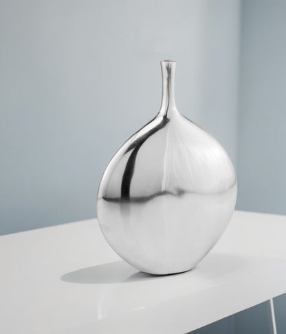 16" Silver Tulip Aluminum Table Vase-0