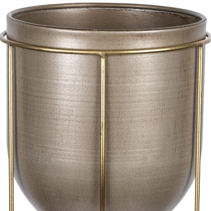 10" Bronze Cylinder Metal Table Vase-4